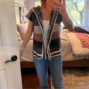 Chic Striped Knit Vest in Navy and Blush
